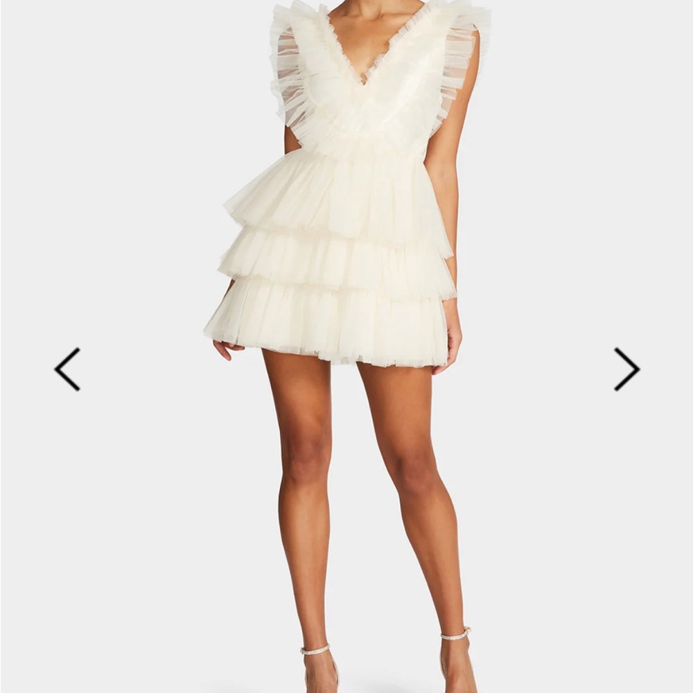 BETSEYS TIERED TULLE DRESS CREAM